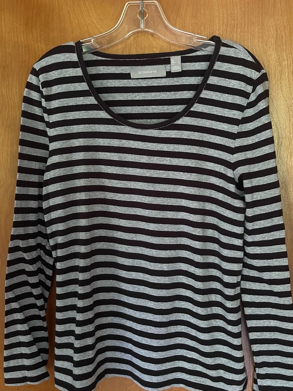 Liz Claiborne Black & Gray Stripe with metallic thread